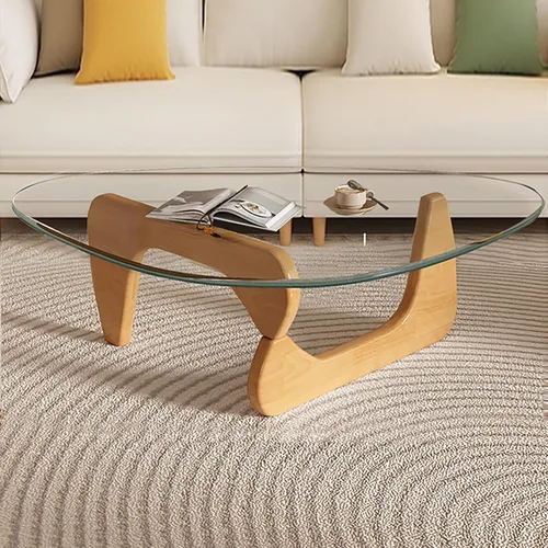 Vista 16 de Mesa de centro moderna de cristal, mesa de centro pequeña de mediados de siglo, mesa de centro para sala de estar, adecuada para dormitorio, sala