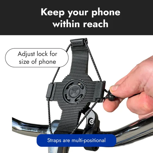 Vista 5 de BiKase ElastoKASE - Soporte universal para teléfono para bicicleta, soporte de manillar de goma flexible para teléfonos inteligentes, agarre seguro