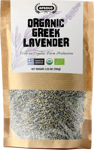 Vista 6 de Apsogo Lavanda griega orgánica - Lavanda culinaria seca para té, 1.76 onzas Lavandula angustifolia de origen único, cosechada a mano