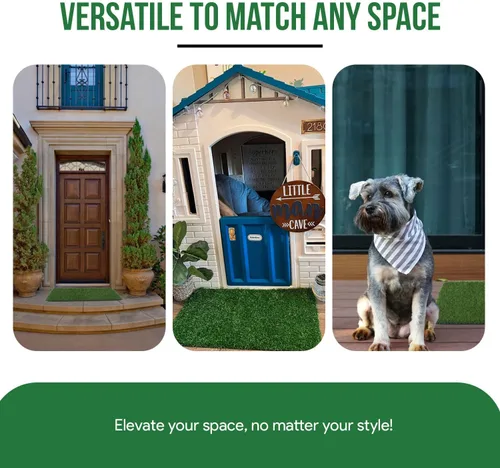 Vista 5 de MAYSHINE Césped artificial para perros, césped artificial para interiores y exteriores, tapete para perros con cuchillas suaves, césped artificial