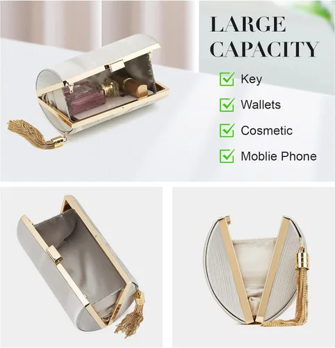 Vista 3 de Bolso de mano para mujer, bolso de noche con flecos, bolso de mano para mujer, bolso de mano de boda, bolso de mano con cadena, bolso cruzado