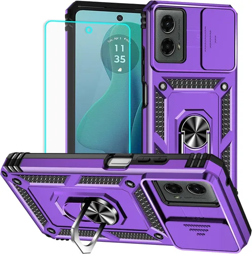 Vista 13 de Funda para Moto G 5G 2022 con protector de pantalla: resistente, soporte giratorio de grado militar 360, funda protectora a prueba de golpes
