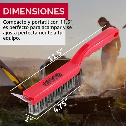 Vista 2 de Chef Master Cepillo y raspador para parrilla, cepillo de limpieza de parrilla de mano de plástico resistente, cabezal raspador con cerdas de alambre