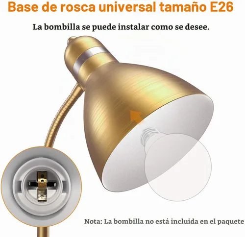 Vista 3 de LEPOWER Lámpara de pie, lámpara de pie de metal con cuello de cisne ajustable para dormitorio Dorado