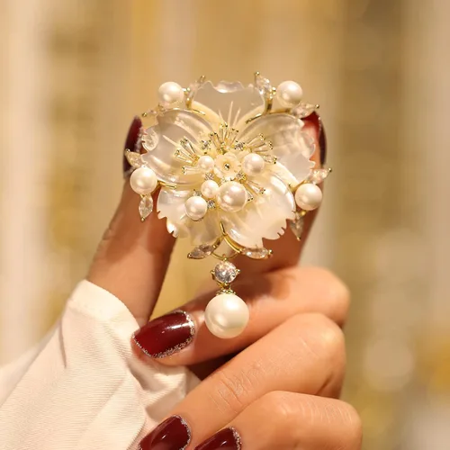 Vista 2 de Broche de la serie floral para mujer, moda grande, broches y alfileres de disfraz para regalo de Navidad