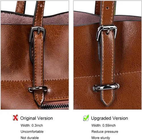 Vista 3 de S-ZONE - Bolso bandolera de cuero auténtico, estilo vintage, gran capacidad, 2.0