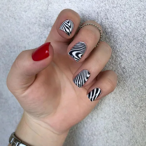 Vista 2 de Plato de estampado de uñas francesas – Juego de 3 placas de metal para uñas, diseño artístico, estampado geométrico de leopardo, rayas abstractas