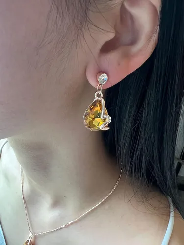 Vista 7 de Txibikn Juego de 4 piezas de joyería de cristal brillante con forma de estrella de moda para mujeres, mujeres, mujeres, esposa, boda, fiesta