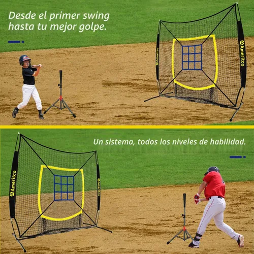 Vista 8 de Baseball Net，7x7ft Baseball Practice Net with Tee and Target, Large Pocket Sports net for Hitting/Batting/Pitching/Throwing,Scratch Resistant Base