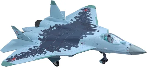 Vista 2 de Su-57 Felon - Aviones fundidos a presión a escala 1/100, modelo de avión de metal para coleccionista, entusiasta de la aviación, coleccionable