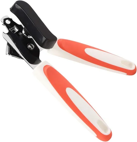 Vista 8 de Abrelatas manual, abrelatas de acero inoxidable, apto para alimentos, tapas de lata multifunción con mango antideslizante y perilla grande, borde