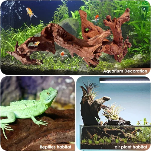 Vista 5 de Jorewood Madera flotante natural grande para acuario para peceras y terrarios de reptiles, decoraciones seguras para peceras, ramas retorcidas