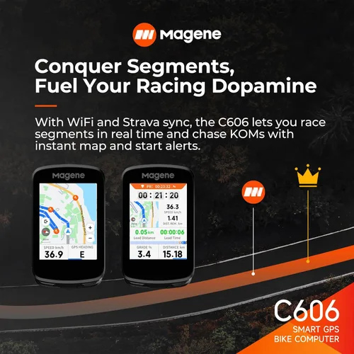 Vista 4 de Magene C606 V2 Bike Computer GPS – 2.8" Color Touchscreen, Multi-Scenario ClimbPro, Live Segments, Cycling Dynamics, Offline Navigation & 15-25Hr