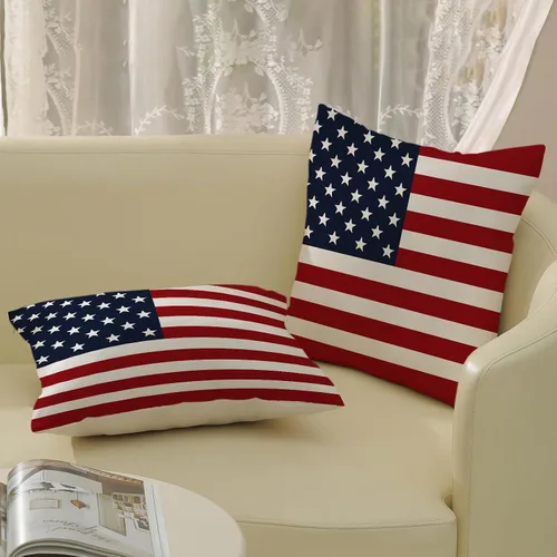 Vista 4 de Juego de 2 fundas de almohada para el 4 de julio, 16 x 16 pulgadas, Día de la Independencia, Día de los Caídos, decoración al aire libre, almohadas