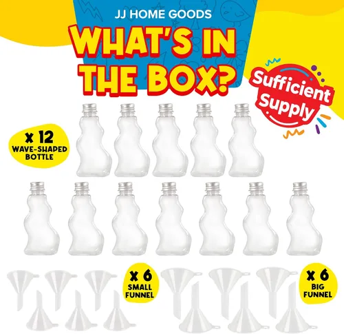 Vista 2 de JJ CARE Botellas de arena [12 botellas de arena en forma de onda + 6 embudos pequeños y 6 grandes] Kit de arte de arena para niños de 3 años más