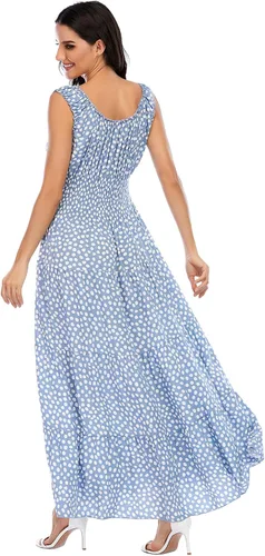 Vista 3 de OSTOO - Vestido largo de verano para mujer, estilo bohemio, estampado floral, escalonado, casual, fluido