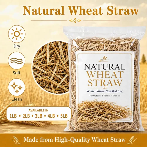 Vista 2 de Paja de trigo natural de 2 libras, ropa de cama de paja para refugios