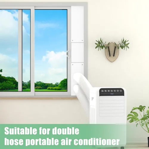 Vista 8 de Kit de sellado de ventana de aire acondicionado portátil de doble manguera, kit de ventilación de ventana ajustable de 5 pulgadas de diámetro