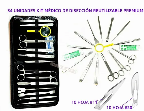 Vista 4 de Juego de 34 piezas de disección de disección para estudiantes de anatomía de laboratorio de biología avanzada con cuchillo de bisturí, mango