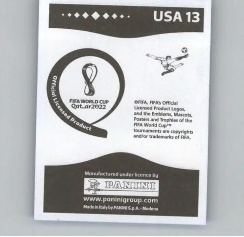 Vista 2 de 2022 Panini World Cup Qatar Stickers Blue #USA13 Tyler Adams USA Group B Official Album Sticker (2 inch X 2.5 Inch) in Raw (NM or Better)