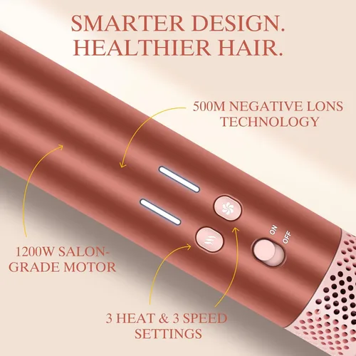 Vista 8 de MaxAir 2.0 7 in 1 Auto Dual Voltage Hair Dryer Brush Blow Dryer Brush Set Amber