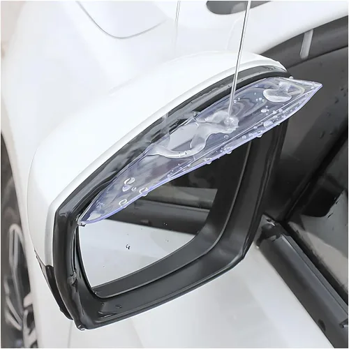 Vista 9 de Osilly 2 piezas de protector de visera de lluvia para espejo retrovisor de automóvil, cubierta de cejas de lluvia para espejo lateral, PVC Negro