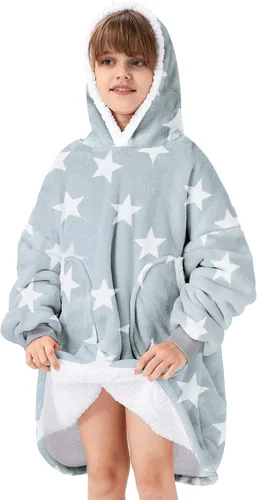 Vista 29 de Zando Manta con Capucha Ponible Manta para Niños y Adultos Manta Cómoda con Capucha Sudadera de Gran Tamaño Sherpa Forro Polar