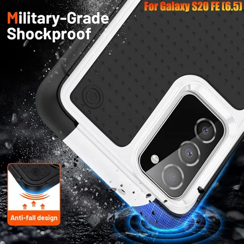 Vista 3 de Funda resistente para Samsung Galaxy S20 FE (5G) de 6.5 pulgadas, 4 esquinas con bolsas de aire [protección contra caídas de 12 pies], agarre