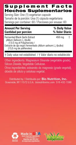 Vista 6 de Bio Nutrition Ajo Negro Fermentado, 60 Cápsulas Vegetarianas