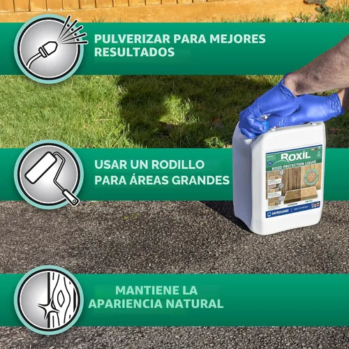 Vista 3 de Roxil Líquido sellador de madera (1 galón transparente) – Líquido impermeable de protección de madera para exteriores de 10 años para cubierta