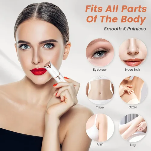 Vista 3 de Removedor de vello facial para mujeres, afeitadora para mujeres sin dolor, afeitadora facial - Mini removedor de pelo, afeitadora eléctrica portátil