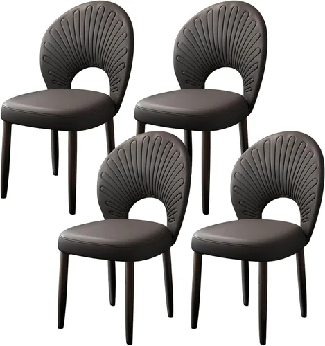 Vista 31 de JKGHK Dining Chairs, Leather Kitchen Chairs, Upholstered Armless Dining Room Chair, Accent Living Room Side Chair with High Backrest, for Cafe Black