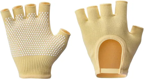Vista 13 de Guantes de yoga antideslizantes sin dedos, ideales para pilates, barras, yoga de aire y entrenamientos de fitness, tela transpirable con agarre