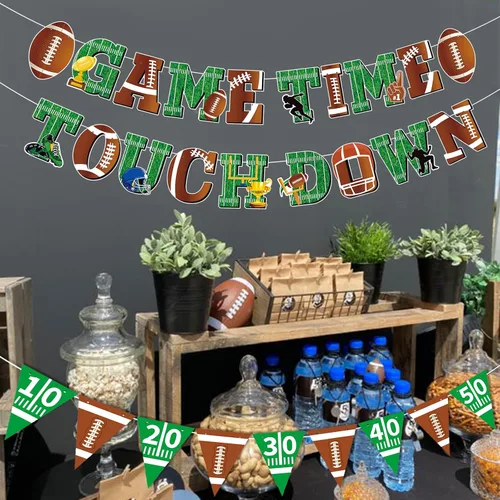 Vista 4 de Decoraciones de fiesta de Superbowl 2023 - Bandera de retoque para fiestas de fútbol, decoraciones para fiestas deportivas, suministros para fiestas