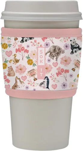 Vista 112 de Sok It HotSok Coffee & Tea - Funda de neopreno con aislamiento reutilizable (floral abstracto)