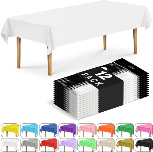 Vista 68 de DecorRack 2 Manteles rectangulares de plástico libres de BPA, 54 x 108 pulgadas, mantel de mesa para comedor, mantel rectangular para fiestas