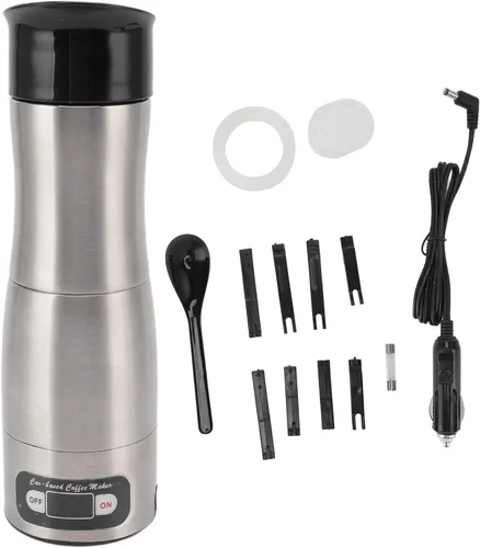 Vista 6 de Luqeeg Cafetera portátil, cafetera eléctrica para café, mini cafetera eléctrica para automóvil, cafetera eléctrica para cápsula con encendedor