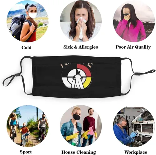 Vista 6 de Native American Medicine - Mascarilla reutilizable para adultos, color negro, Negro