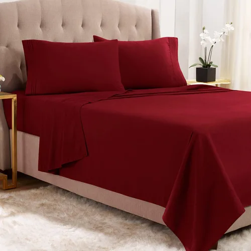 Vista 12 de Juego de sábanas de lujo Juego de cama de lujo, bolsillo extra profundo Juego de sábanas ajustable, sábana de arriba y 2 fundas de almohada, ropa