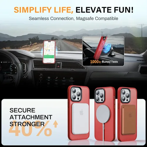 Vista 3 de Funda para iPhone 14 Pro Max, protección contra caídas de grado militar, compatible con MagSafe, fuerte magnético a prueba de golpes, translúcido