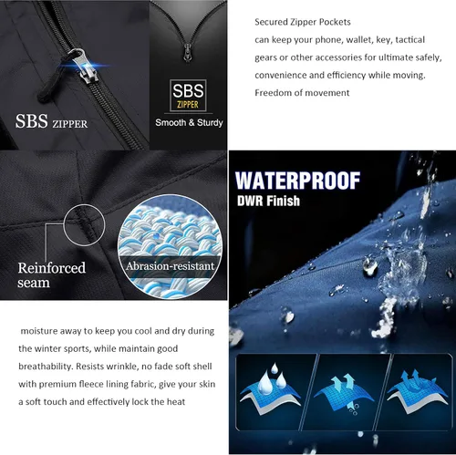 Vista 6 de Womens Snow Pants Winter Fleece Lined Waterproof Soft Shell Insulated Outdoor Camping Travel ski Pants