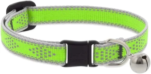 Vista 7 de Collar de seguridad reflectante para gatos de 1/2 pulgada de ancho con diamante verde que se ajusta de 8 a 12 pulgadas