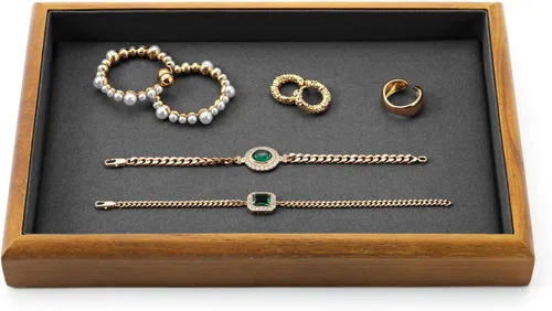 Vista 21 de Oirlv Bandeja Organizadora de Joyas Colgante de Madera Maciza de 12 Rejillas con Forro para Cajón de Joyas (Gris)