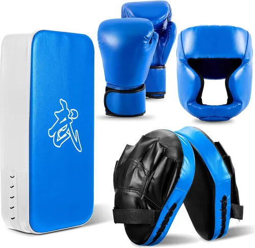 Vista 9 de Foilswirl Juego de Almohadillas de Boxeo 5 en 1 para Niños Guantes Manoplas de Patadas y Golpes con 1 Par de Guantes, 2 Piezas Almohadillas Pad