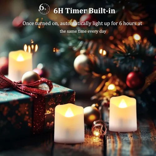 Vista 3 de Velas LED recargables con control remoto, 6 velas LED parpadeantes sin llama, velas de batería parpadeantes para decoración de Halloween, Navidad