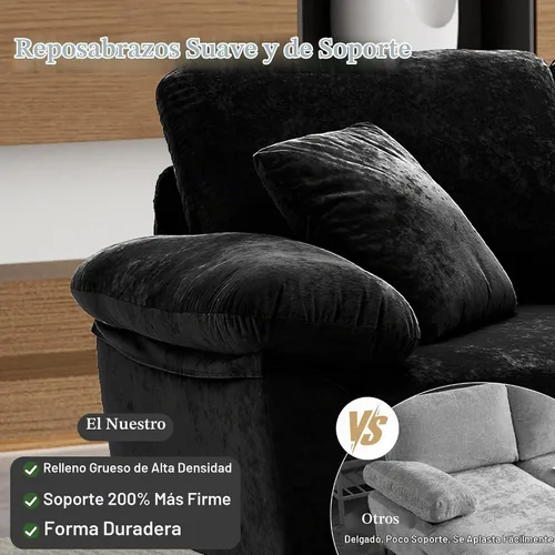 Vista 4 de OUYESSIR Sofá seccional en forma de U, juego de sofá de 4 asientos para sala de estar, juego de sofá convertible en forma de L de terciopelo
