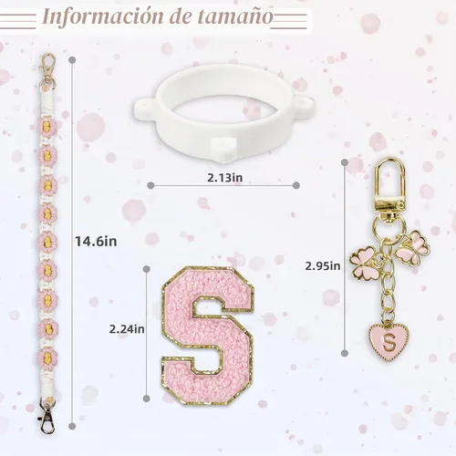Vista 5 de Lindo juego de dijes de letras compatible con botella de agua Owala de 24 oz, 32 oz, 40 oz, Owala Kids, vaso térmico de café Owala, Owala FreeSip