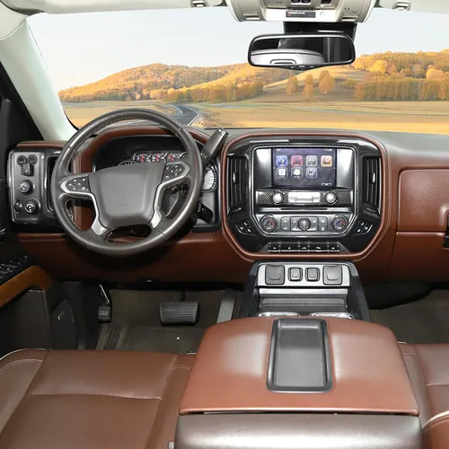 Vista 7 de RT-TCZ para Panel de Tablero de Silverado Cubierta de Embellecedor de Moldura de Fibra de Carbono para GMC Sierra Chevy Silverado 2014-2017 Negro