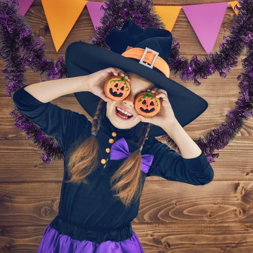 Vista 6 de LOMIMOS - Guirnalda de oropel de Halloween de 32,8 pies, decoración colgante de murciélago brillante con diseño metálico para suministros de fiesta