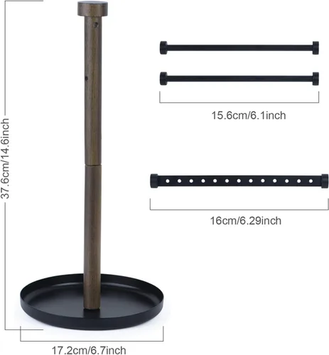 Vista 8 de SRIWATANA Soporte para joyas, organizador de árbol de joyería de 3 niveles de madera para aretes, pulsera, collar, colgante con barra de metal móvil